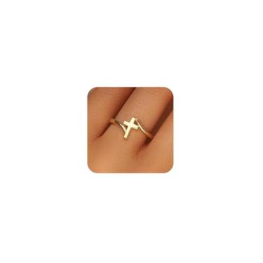 Imagem de Punhem Anéis de declaração de ouro grosso para mulheres ouro 14 k tom prata não manchar bonito cúpula inchada croissant faixa de polegar altamente polido suave ajuste conforto tamanho 5-10, 6