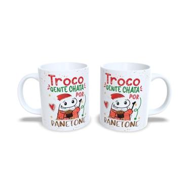 Imagem de Caneca de Cerâmica 325ml Tema Natal, Gente que Ama Panetone, Branca com Estampa Natalina (12)