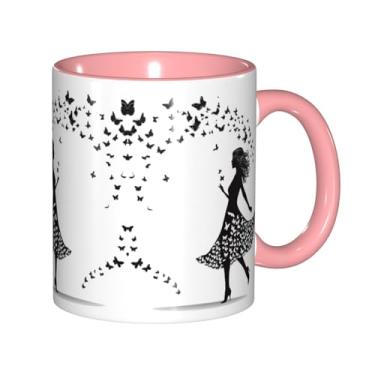 Imagem de Zeraoke Caneca de café criativa com estampa de borboletas de dança, personalizada, presente para a família, tamanho de 325 ml, unissex
