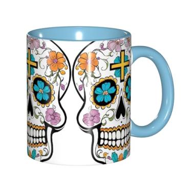 Imagem de Zeraoke Caneca de café criativa com estampa de caveira, personalizada, presente para família, tamanho de 325 ml, unissex