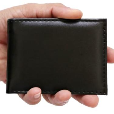 Imagem de Carteira Masculina Slim em Couro Sintético Preta, 11 x 8,5 x 2 cm, Porta Cartões e Notas