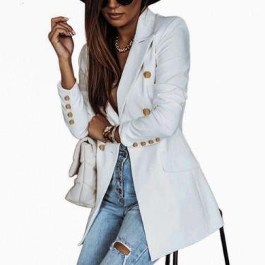 Imagem de Blazer 1 Estilo Balmain Alfataria Feminino Acinturado Manga Longa Eleg