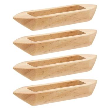 Imagem de DECHOUS 4 peças de modelos de canoa de madeira, artesanato de barco de pesca inacabado para decoração de casa náutica, exibição de mesa e acessórios de escritório, enfeite de paisagem em miniatura