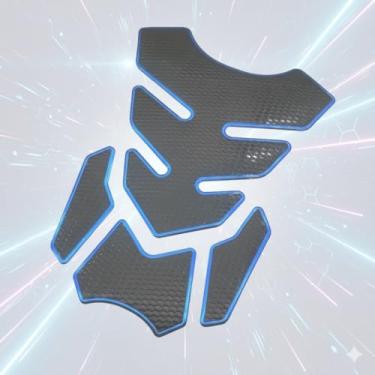 Imagem de 1 protetor de tanque de motocicleta texturizado 3D, ajuste universal, fácil de aplicar, sem resíduos, proteção contra arranhões para pista de turismo diário, azul