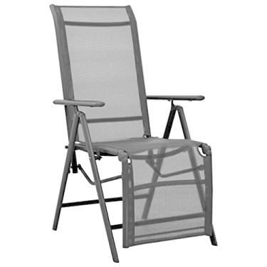 Imagem de Poltronas reclináveis pretas de alumínio e tecido, cadeiras de praia para pátio, banhos de sol, bronzeamento, piscina.