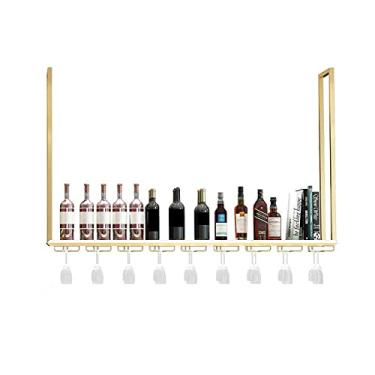 Imagem de APUM Rack de vinho de metal para teto, suporte de decoração industrial pendurado, prateleira de garrafa de vinho vintage, para bares/restaurantes/cozinhas (camada única 80 cm)