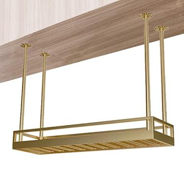 Imagem de Rack de vinho vintage industrial, suporte de garrafa de vinho pendurado no teto, suporte de taças de cálice, decoração de casa de bar/cozinha/restaurantes (60 cm)