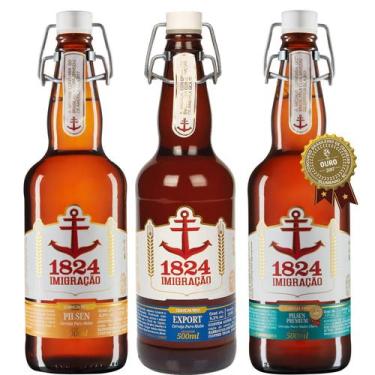 Imagem de Kit 3 Cerveja Imigração 1824 Export, Pilsen e Premium 500ml