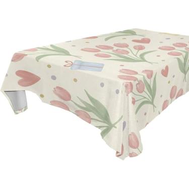 Imagem de Burbuja Toalha de mesa tulipa, toalha de mesa quadrada anti-rugas grossa para decoração de jantar, cozinha, festa, 152 x 152 cm