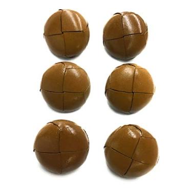 Imagem de Conjunto premium de 6 peças de botão de couro genuíno – Botão de bronze natural – para casaco, ternos, casaco esportivo, uniforme, jaqueta