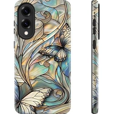 Imagem de Esdot Capa para Samsung Galaxy S25 Edge, borboleta estética floral flor silvestre feminina, compatível com Magsafe, capa de telefone moderna exclusiva retrô retrô ocidental protetora fina de silicone