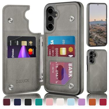 Imagem de DJDUCK Capa carteira projetada para Samsung Galaxy S24 Plus com suporte para cartão, [capa fólio com fecho magnético] [proteção de couro com bloqueio de RFID] à prova de choque feminina e masculina