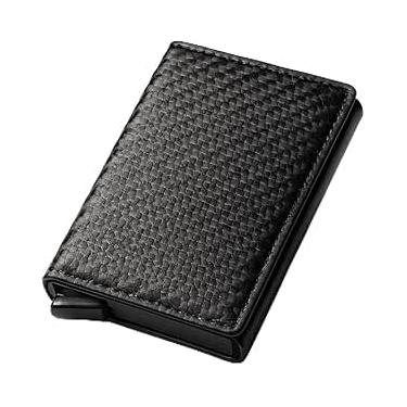 Imagem de Carteira Slim Porta Cartões Antifurto Couro Sintético Premium com Ejetor Automático Preta