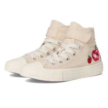 Imagem de Converse Tênis infantil unissex Chuck Taylor All Star xadrez com detalhes fáceis de calçar (criança pequena), Duna clara/garça/vermelho, 13 Little Kid