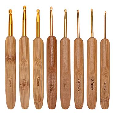 Imagem de Phefop 8 Peças de Ganchos de crochê para tricô, Agulhas de tricô Ergonômicas Com Cabo de Madeira, Ganchos de crochê Confortáveis ​​Com Tamanho Marcado para Iniciantes, Amantes de Fazer