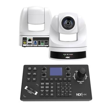 Imagem de Câmera PTZ 4K 20x, HDMI USB LAN Live Steaming POE para videoconferência com pacote com joystick controlador NDI PTZ para igrejas (kit,Enviado localmente do Brasil)