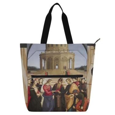 Imagem de GAIGEO Bolsa feminina Raphael com pintura de casamento, virgem, trabalho, lona, faculdade, escola, presente, para amantes de livros