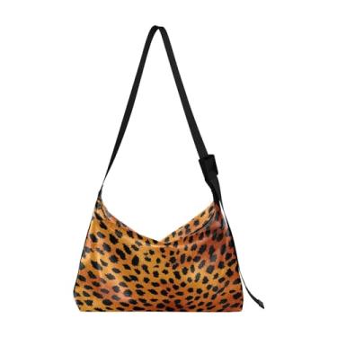 Imagem de Bolsa de ombro de couro leve com textura de pele amarela preta e laranja, bolsa de ombro de couro transversal, bolsa de ombro masculina