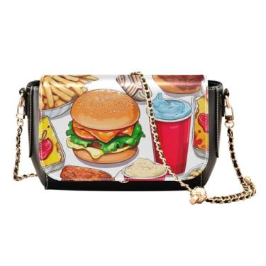 Imagem de GAIGEO Bolsa transversal de couro para cupcake aquarela, bolsa de ombro feminina de couro PU, bolsas de couro transversal para mulheres, Comida, lanches e bebidas-4, One Size