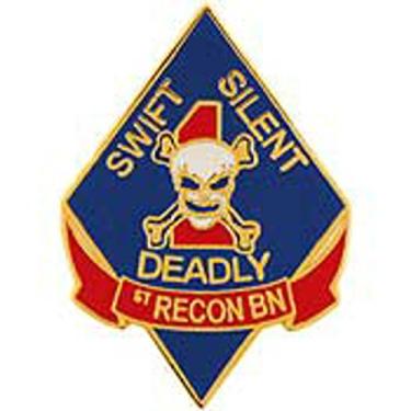 Imagem de EagleEmblems P12196 Pin-USMC,001ST Recon Btln (azul) (3,125")