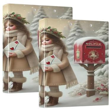 Imagem de Fichário de pônei de inverno branco, 3 anéis, comporta 200 folhas, 1 pacote com 3 fichários de 3 anéis de 3 cm