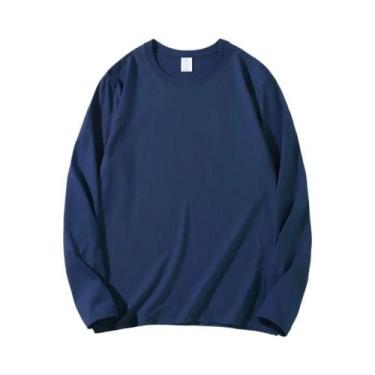 Imagem de Camisetas Femininas De Algodão De Manga Longa Com Decote Redondo E Est