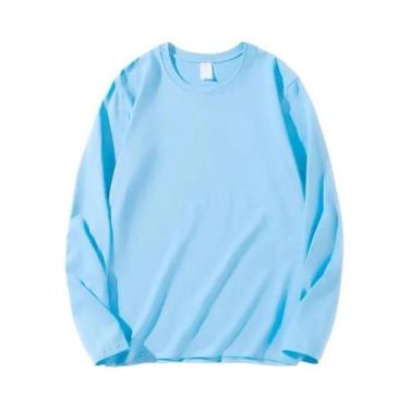 Imagem de Camisetas Femininas De Algodão De Manga Longa Com Decote Redondo E Est