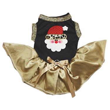 Imagem de Petitebella Roupas para filhotes de cachorro vestido de Natal Papai Noel vermelho top verde tutu (pequeno, cabeça de Papai Noel 1)