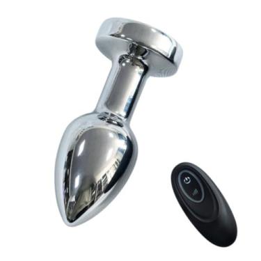 Imagem de Plug Anal Aço Com Vibração 10 Modos Controle Remoto Sem Fio Brinquedo Erótico Anal PL162