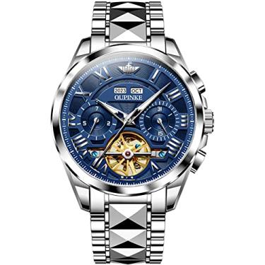 Imagem de OLEVS Relógio masculino automático, esqueleto, mecânico, luxuoso, à prova d'água, luminoso, tungstênio, Bule3236