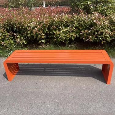 Imagem de LOERSS Banco sem costas ao ar livre, banco de jardim, banco de pátio, cadeira de parque, para frente, varanda, gramado, quintal (tamanho: 120 cm/47 pol, cor: laranja)