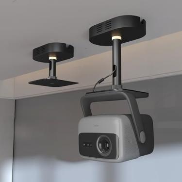 Imagem de Paihao Suporte de teto para projetor PH79 com adaptador oculto, poste de liga de alumínio espesso de 3,5 mm, rotação de 360° e inclinação de ± 25°, fiação interna (preto: para JMGO série N1/N3/N5, 28
