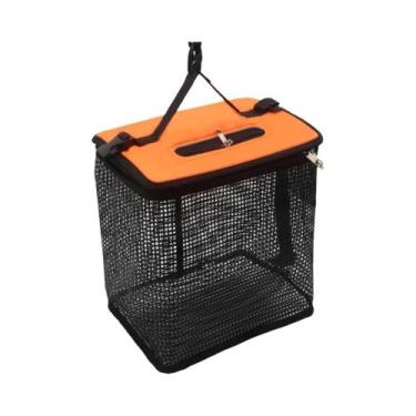 Imagem de Cesta De Pesca Dobrável Portátil Em Malha Suporte Para Peixes Balde De