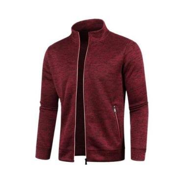 Imagem de Outono inverno masculino zíper malha mangas compridas fino cashmere mo