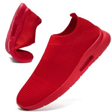 Imagem de ZMBCYG Tênis masculino sem cadarço tênis esportivo leve casual vestido verão praia chinelos, Vermelho, 44