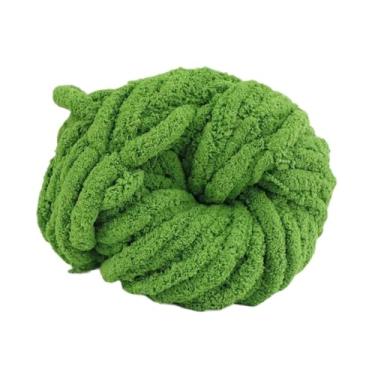 Imagem de Esquirla Fio de chenille grosso para tricô manual, macio, 2 cm, ideal para chapéus, tecelagem, mantas, camas e cercas, Verde