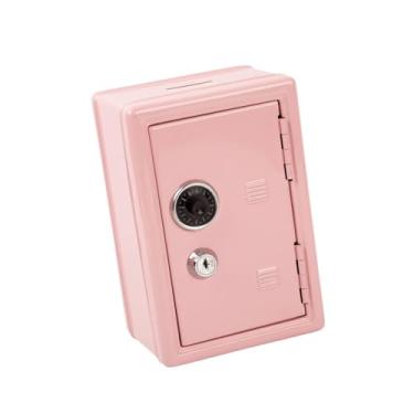 Imagem de predolo Mini Cofre de para Dinheiro, Prático Armário de Mesa em Metal, Organizador para Joias, Brinquedos, Chaves, Cartões e Banheiro, Rosa