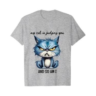 Imagem de Camiseta Feminina Sarcástica Com Gato Enfadonho, Camiseta Engraçada Pa