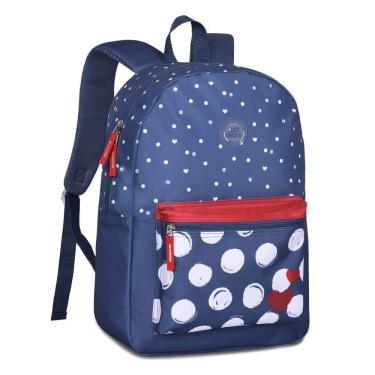 Imagem de Mochila Juvenil 17" Feminina Bolinhas e Coração MF25073 - Clio