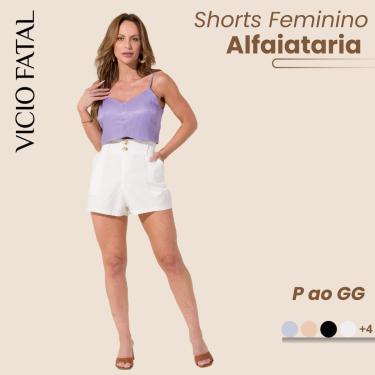 Imagem de Shorts Feminino de Alfaiataria Bolso Cargo Pantalona Despojado Elegante e Casual Moderno-Feminino