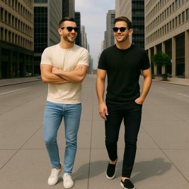 Imagem de Kit c/2 Calças Jeans LISA Skinny Masculina Slim Elastano Casual Sport 