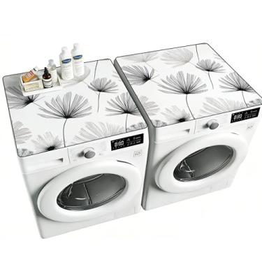 Imagem de NYZE 2 peças de capas de lavadora e secadora para a parte superior, tapetes protetores superiores de máquina de lavar de 65 x 65 cm, capa superior antiderrapante de secagem rápida para cozinha