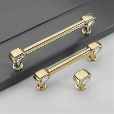 Imagem de HTNAFONI Puxadores de armário de liga de zinco pérola dourada puxadores de porta de cozinha puxadores de gaveta de armário puxadores de armário para ferragens de móveis 1 peça (128 mm)