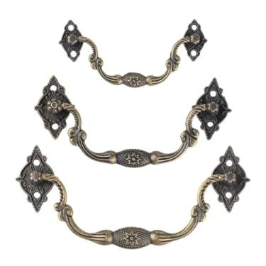 Imagem de HTNAFONI 2 peças vintage puxadores de arco de liga de zinco para armário gaveta cômoda caixa de joias caixas de madeira ferragens decorativas móveis (S bronze)