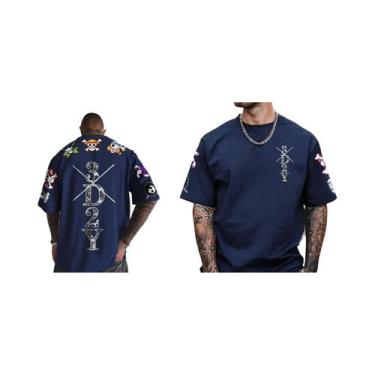 Imagem de Camiseta Masculina Oversized Com Estampa De Esqueleto De Anime, Manga 