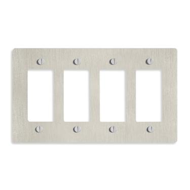 Imagem de SELECT Capa de placa de parede de níquel acetinado de 4 faixas, placa frontal de tomada de receptáculo elétrico, GFI/Rocker Decorator Light Switch Cover