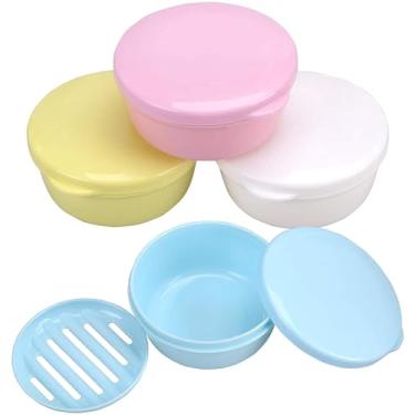 Imagem de PUTING Estojo de viagem com tampa – Pacote com 4 sabonetes para acampamento, academia, caminhadas – mantém os artigos de higiene pessoal organizados