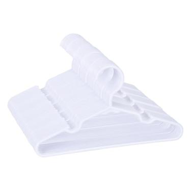 Imagem de Pacote com 50 cabides infantis brancos de 29 cm - cabides de roupas de bebê para crianças e crianças, cabides infantis de plástico durável para armário, calças, casacos, saias (antiderrapantes