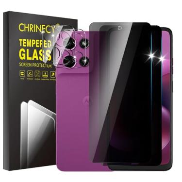 Imagem de CHRINECY [Pacote com 4] Pacote com 2 protetores de tela de privacidade para Motorola Moto G 5G 2026 com 2 protetores de lente de câmera, rigidez 9H, antiespião, antiespião, fácil instalação