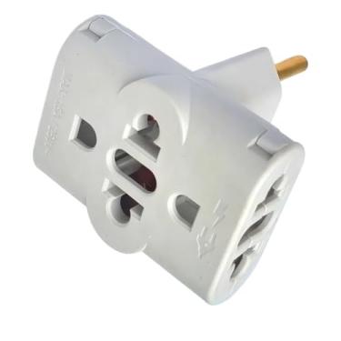 Imagem de Adaptador Tomada T Benjamim 3 Pinos Bivolt 10/20 Amperes Branco - 10 Unidades